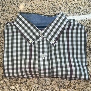 Saddlebred Medium green and brown casual button down shirt